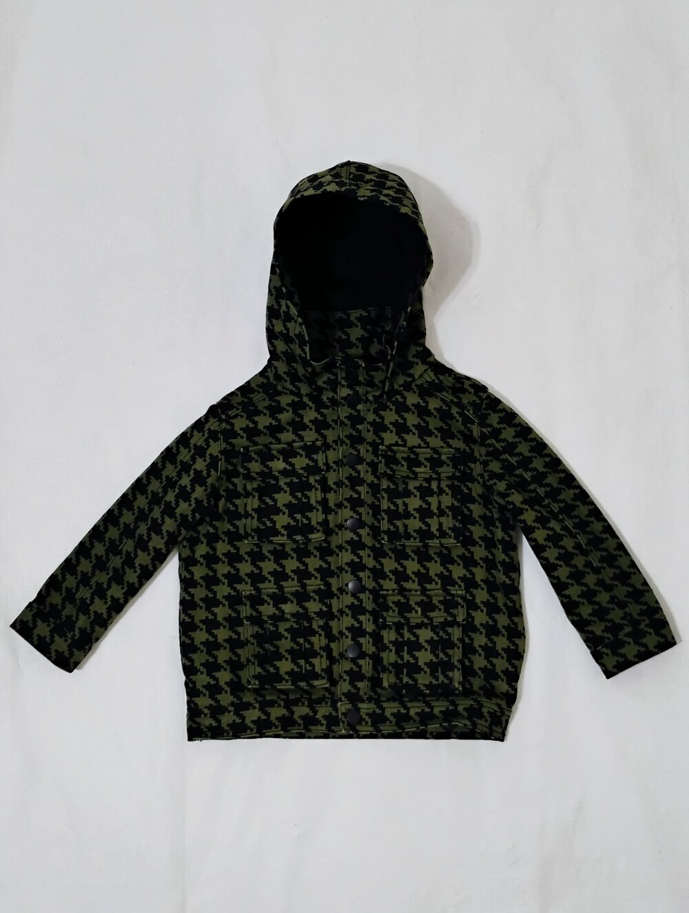 Adidas X Ivy Park Houndstooth Hooded Snap Buttons Denim Jacket Size 5T